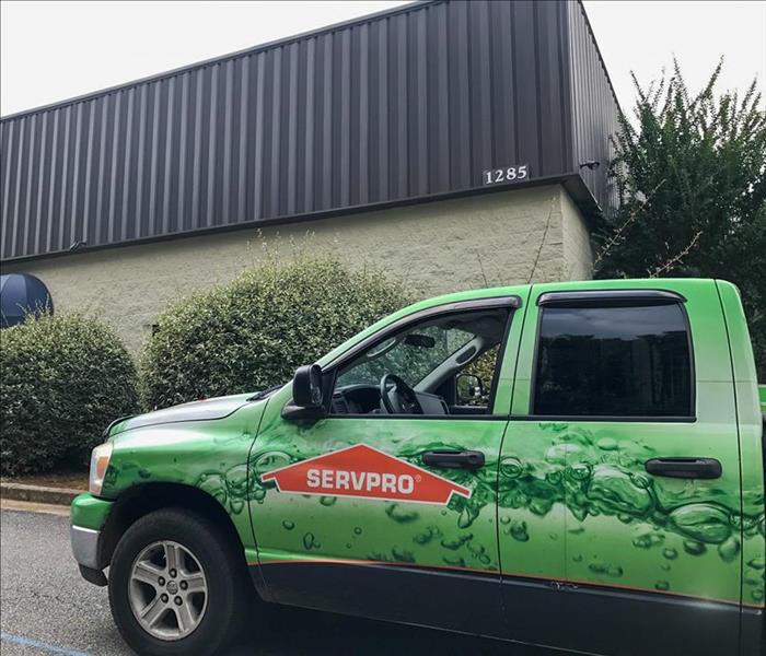 SERVPRO truck parked in front of an Atlanta business.